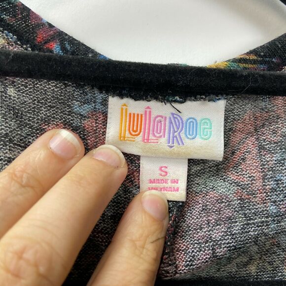 Lularoe Small Womens Unicorn Lindsay Blue Aztec Print Knit Open Front Kimono - Picture 3 of 6